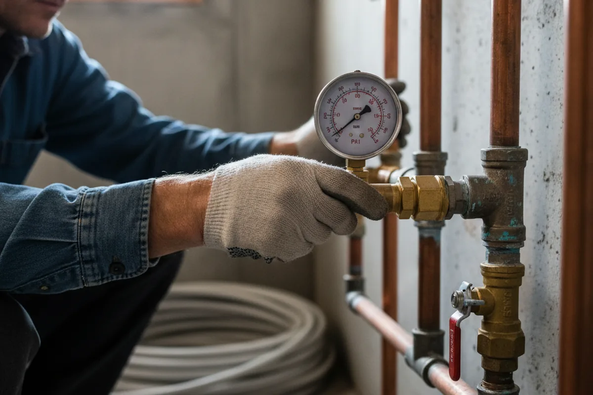 Pressure testing a repaired line during Water Line Repair in Brierfield